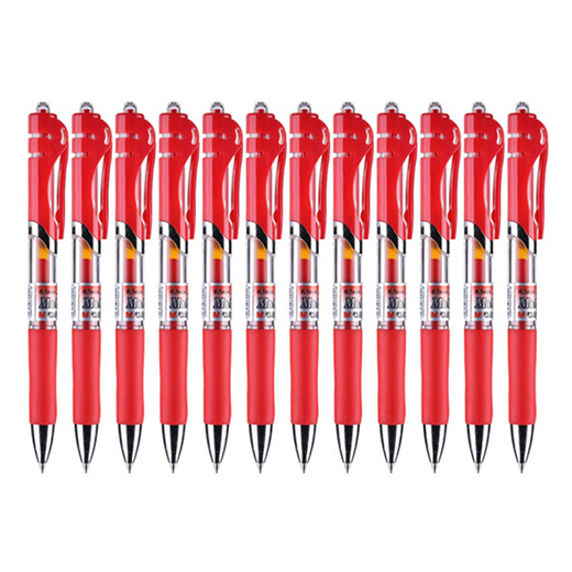 晨光(m&g) 文具k35红色0.5mm经典子弹头中性笔按动签字笔水笔 12支/盒